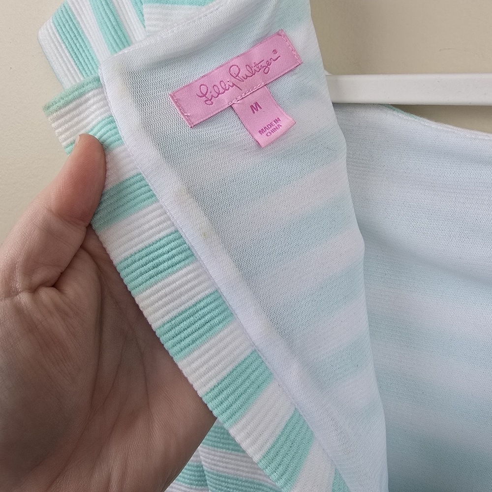 Lilly Pulitzer Cap Sleeve Lana Engineer Striped Dress in Poolside Blue Size M - Picture 11 of 11